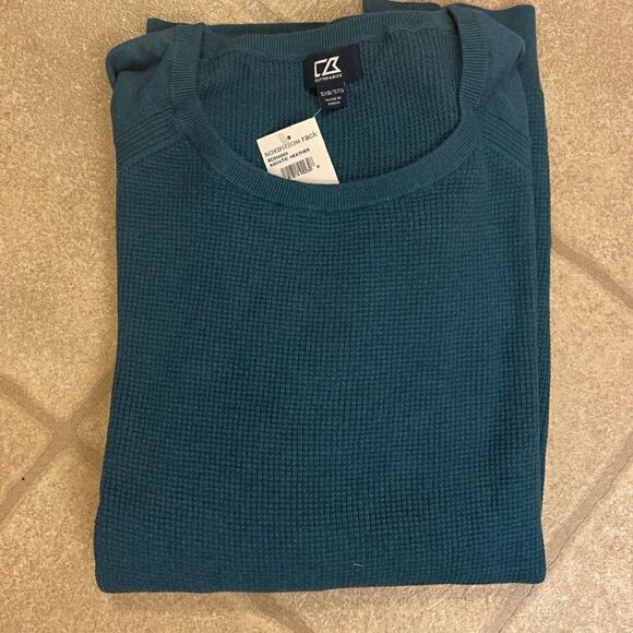 NEW Cutter & Buck Mens Lakemon Mixed Stitch Crewneck Sweater Size 5XB/5TG Blue - Picture 4 of 5